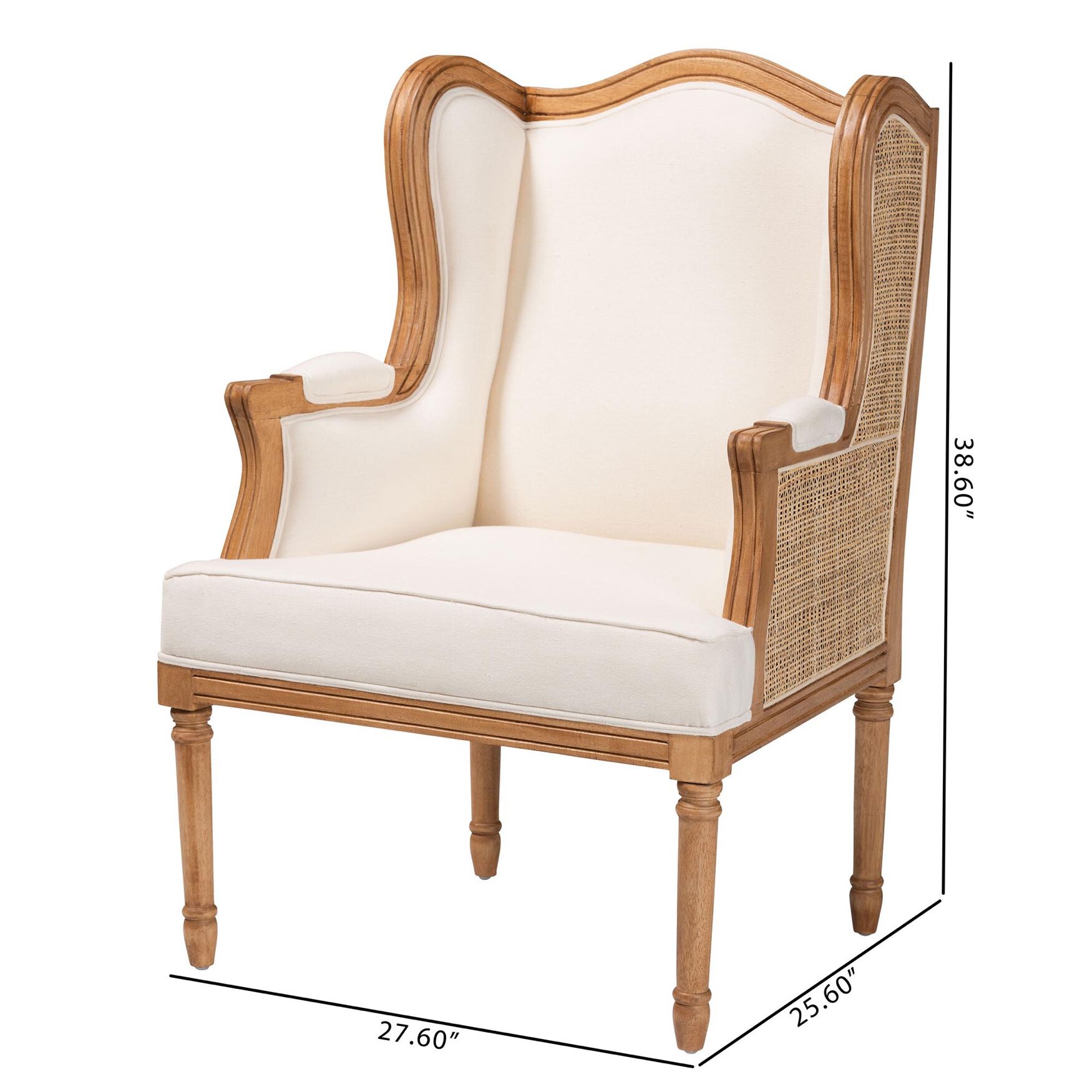 Rachana Traditional French Beige Fabric And Honey Oak Finished Wood Accent Chair, , alternate image number 8