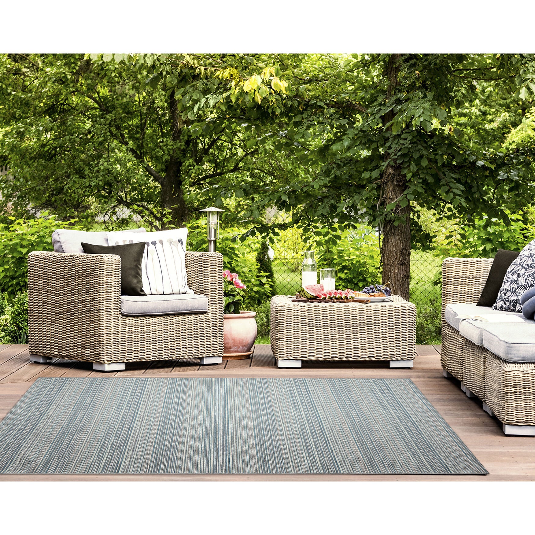 Liora Manne Miranda Tweed Stripe Indoor/Outdoor Area Rug Aqua 2' x 2 feet 10 inches, , alternate image number 5