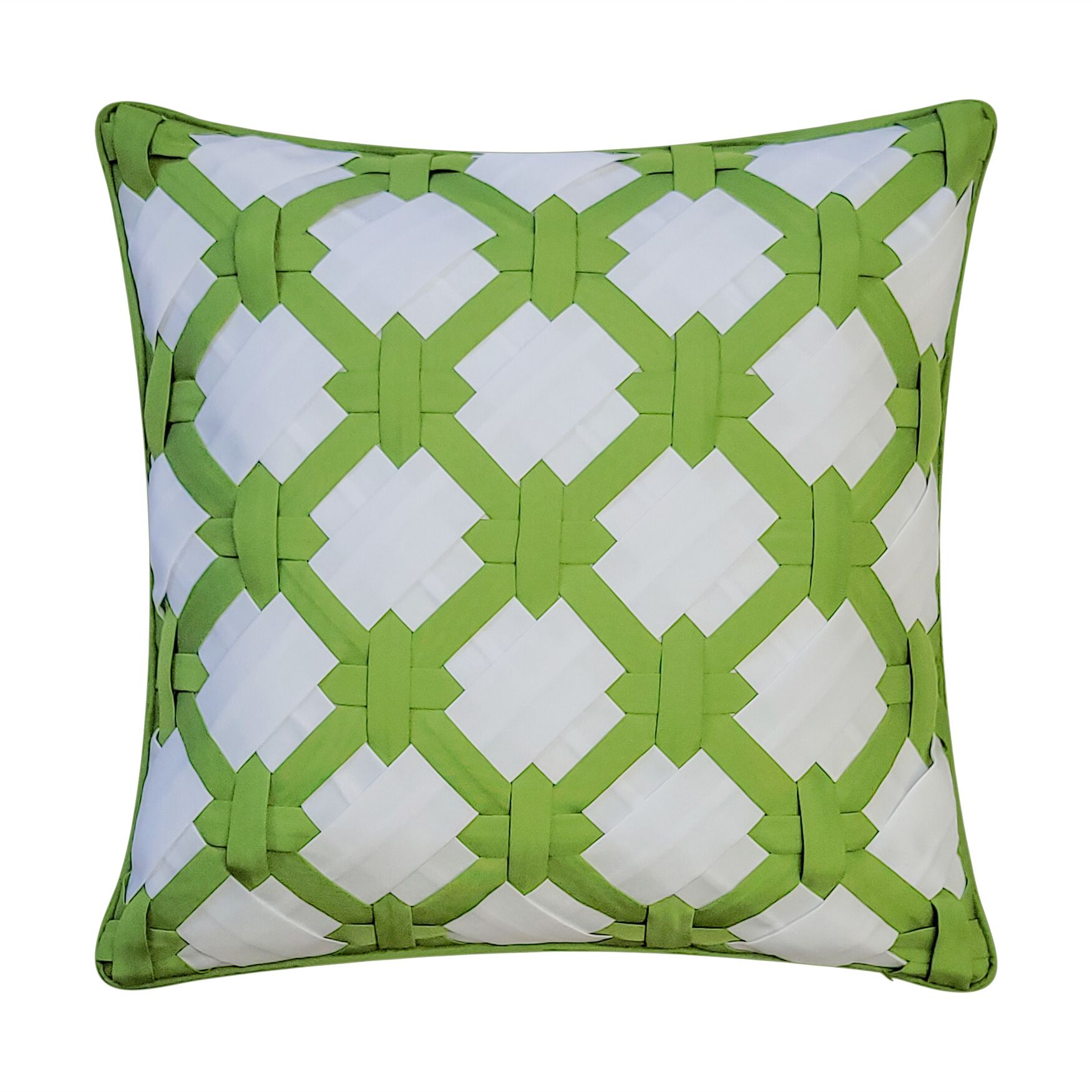 Indoor/Outdoor 2-Tone Intricate Woven Decorative Throw Pillow 18X18, Leaf/White, LEAF WHITE, hi-res image number 0