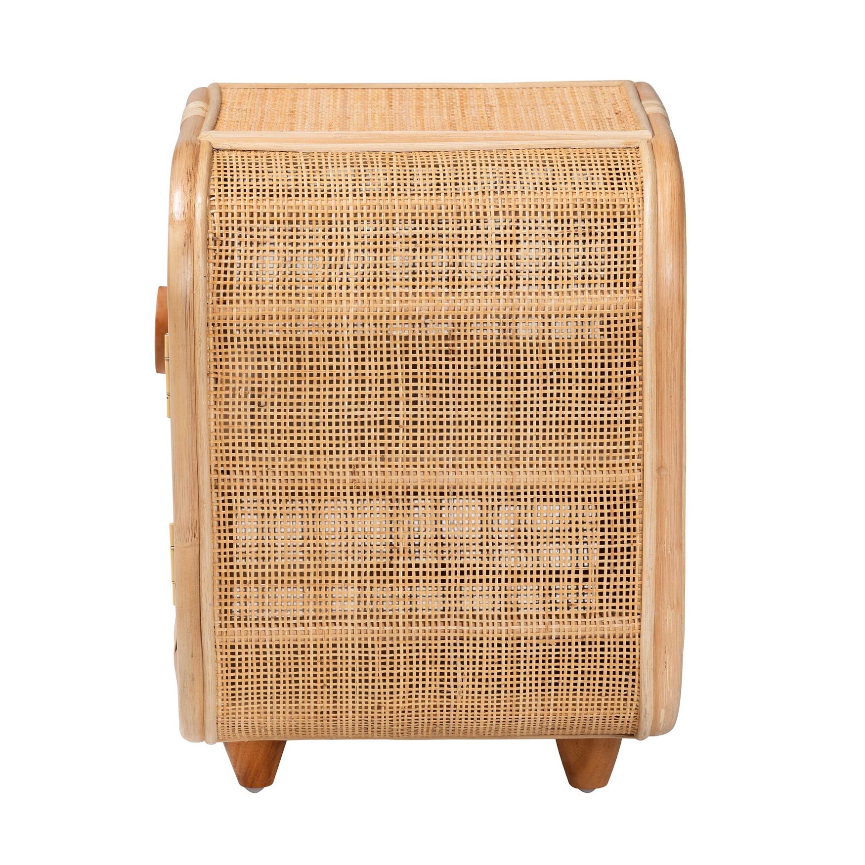 Keita Bohemian Natural Rattan and Mahogany Wood Nightstand, , alternate image number 9