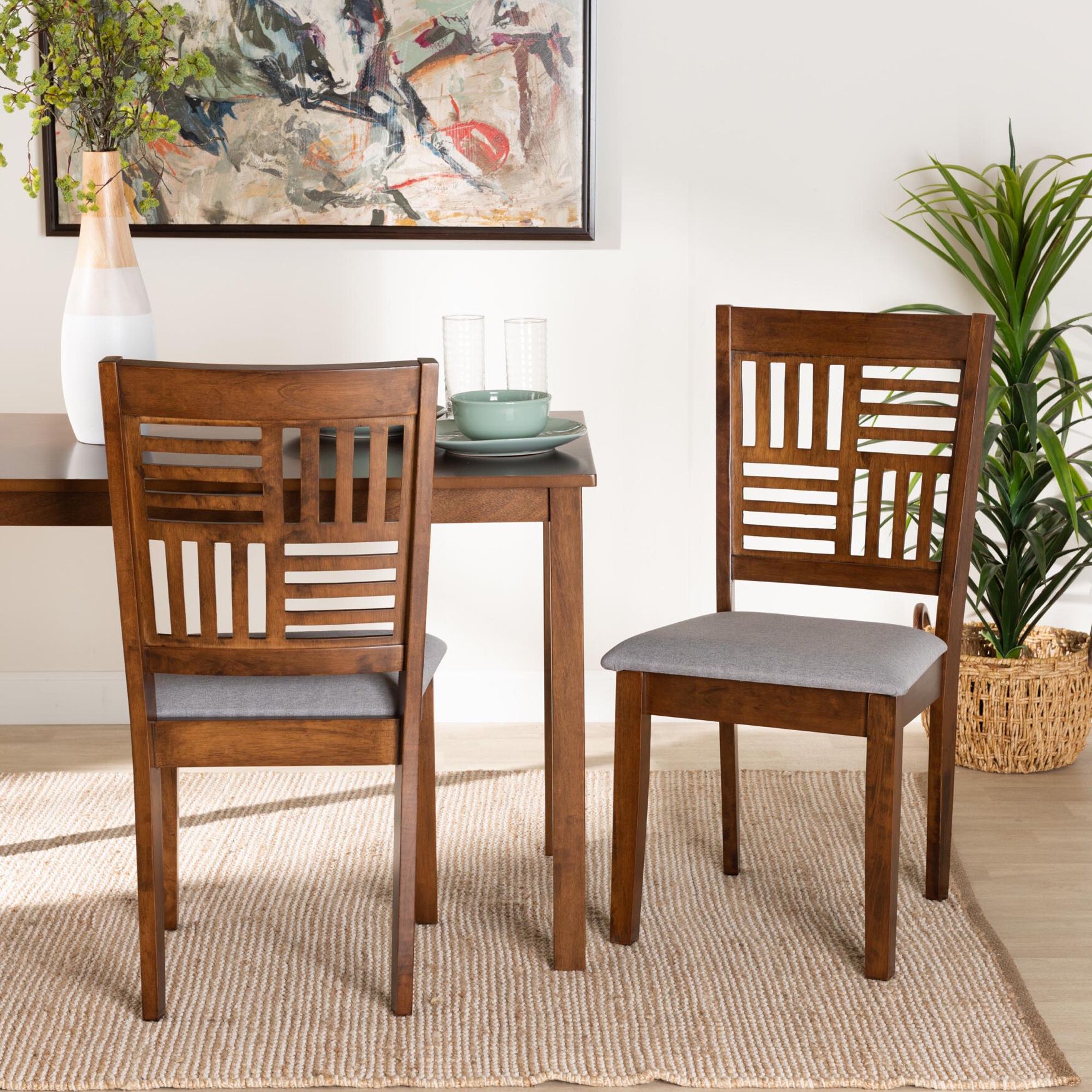 Deanna Modern Beige Fabric And Dark Brown Finished Wood 2-Piece Dining Chair Set, , alternate image number 19