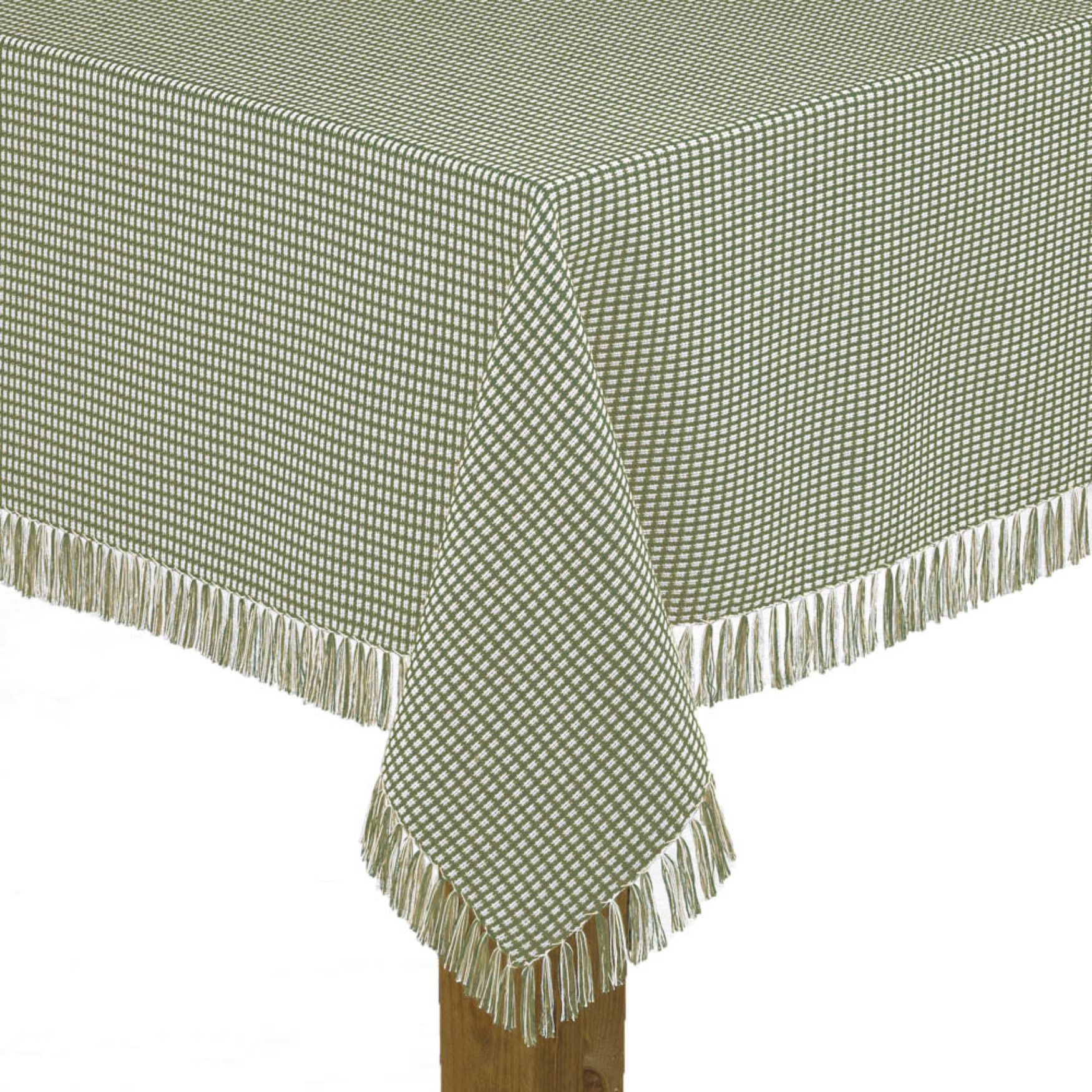 Homespun Check Woven Tablecloth, SAGE, hi-res image number 0