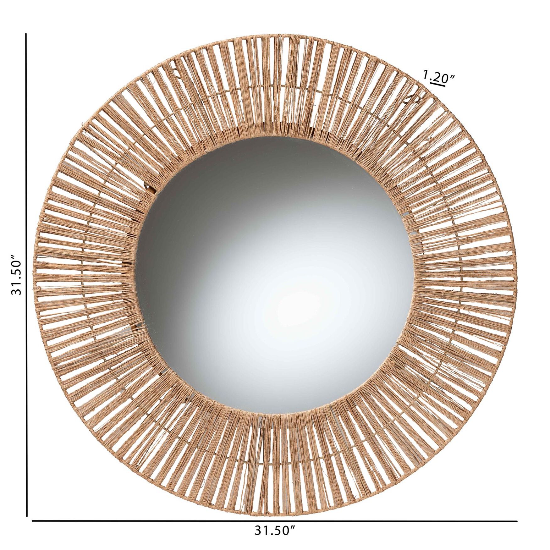 Leala Modern Bohemian Metal and Natural Brown Seagrass Accent Wall Mirror, , alternate image number 7