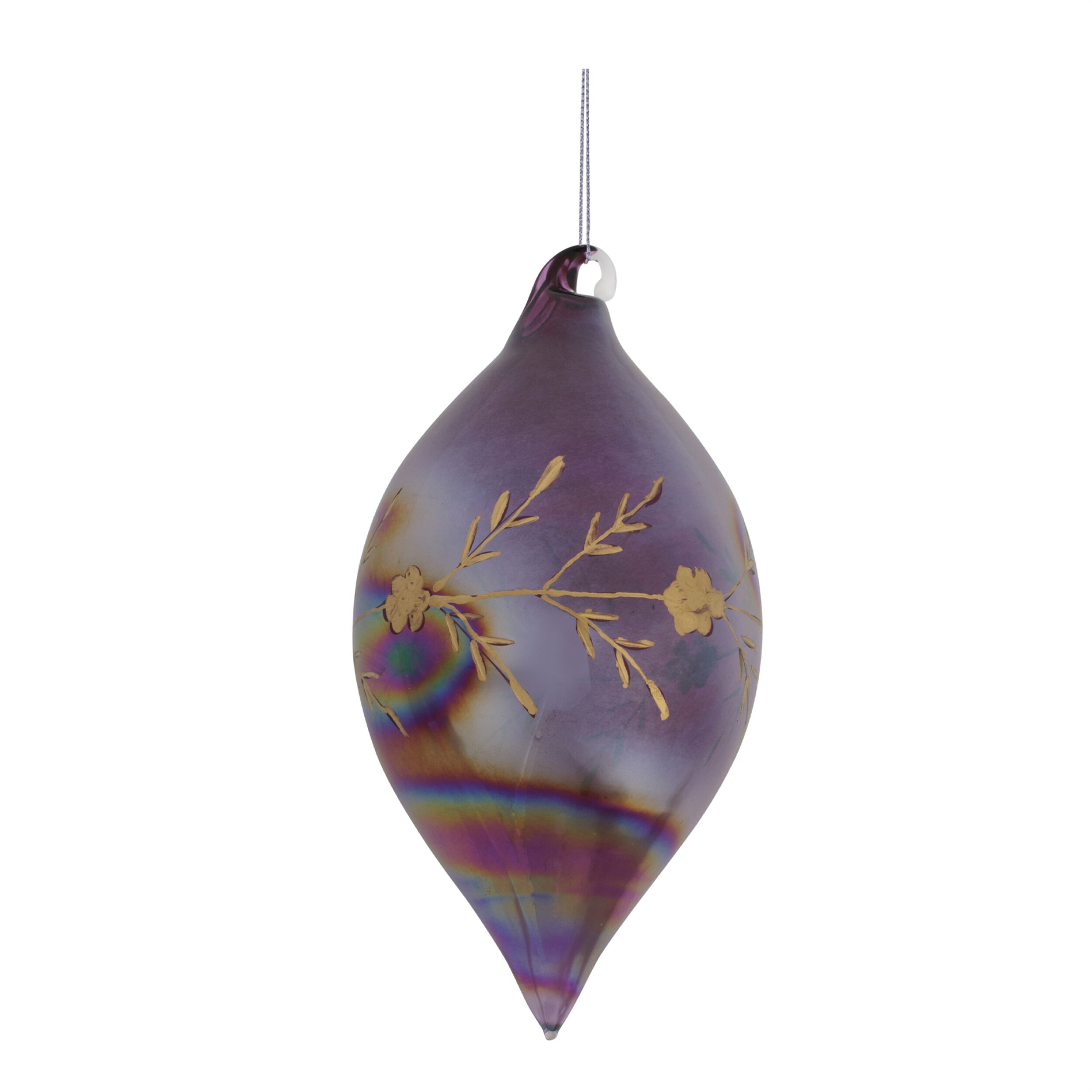 Iridescent Etched Glass Ornament (Set of 6), PURPLE, alternate image number 3
