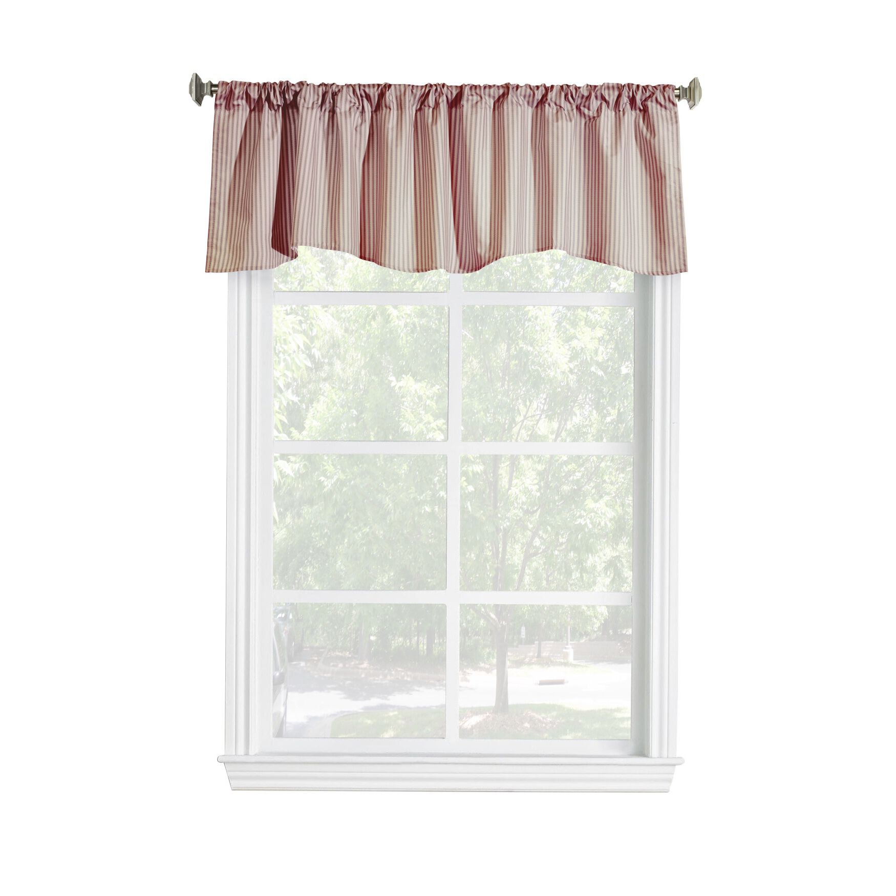 Ticking Stripe Room Darkening Pole Top Flat Valance, , on-hover image number 1