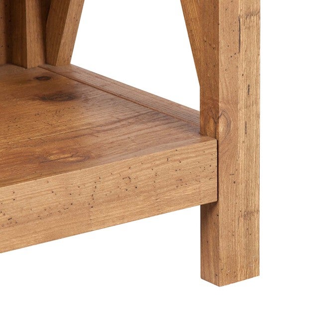 Close-up of Houston bookcase lower shelf plank and leg