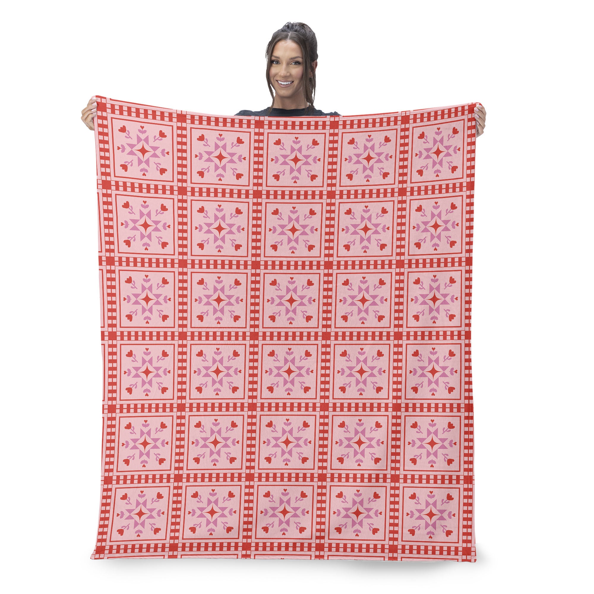 Valentine's Day Quilted Silk Touch Sherpa Throw Blanket 50x60 Inches, QUILTED THRO, on-hover image number 1