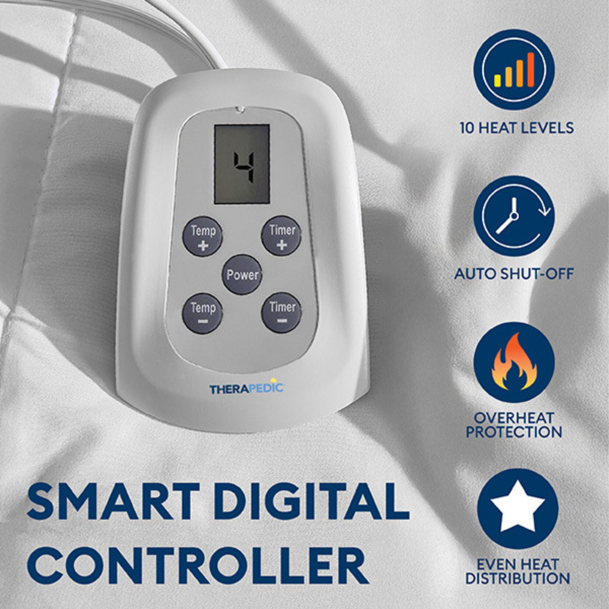 54 inches x 75 inches White Full Heated Mattress Pad, WHITE, alternate image number 1