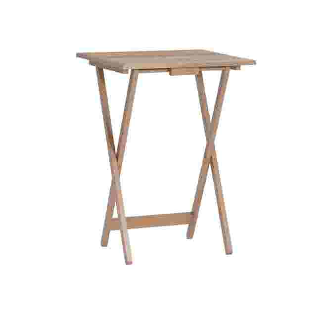Table with X-shaped legs viewed from side