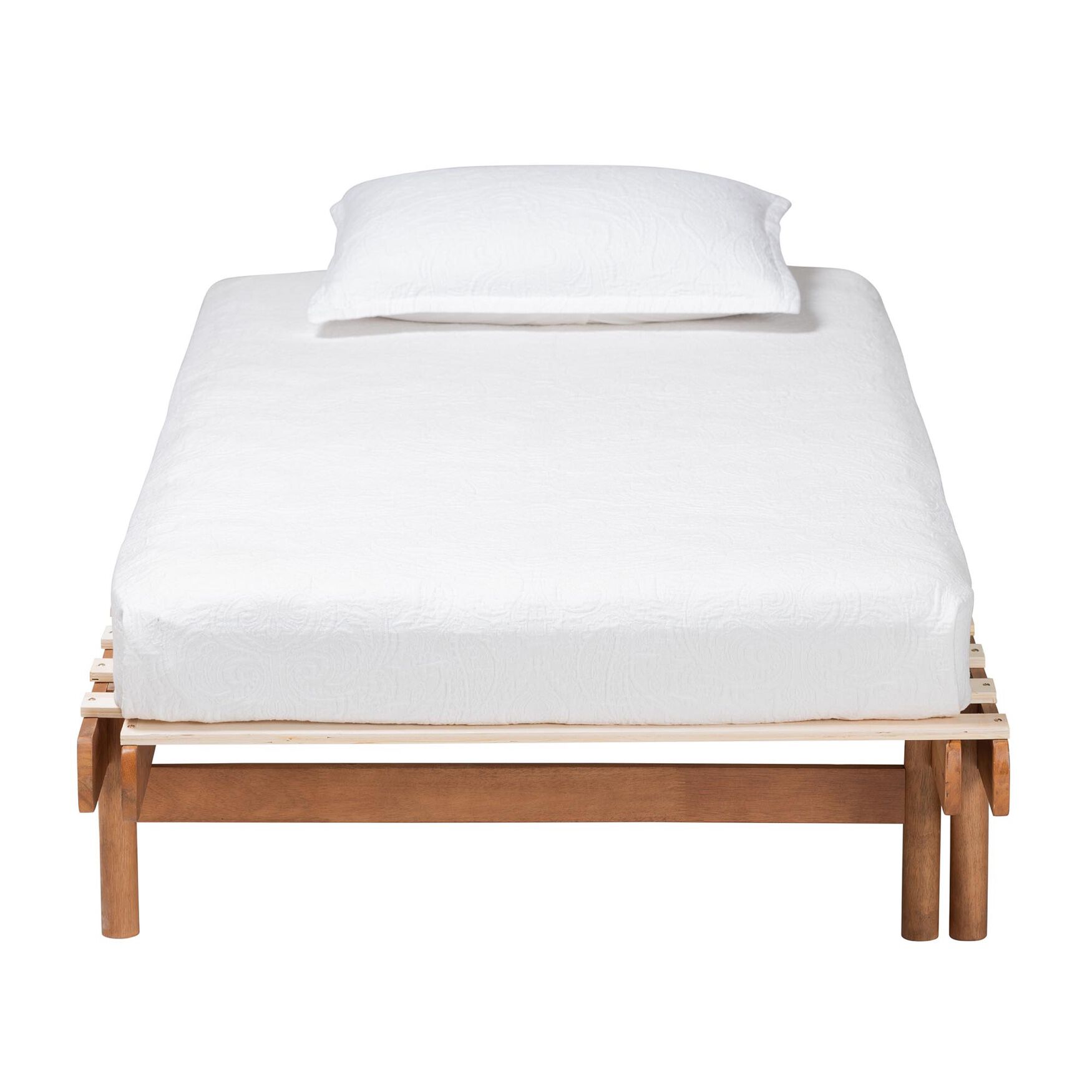 Bolivia Mid-Century Modern Walnut Brown Wood Expandable Twin To King Bed Frame, , alternate image number 3