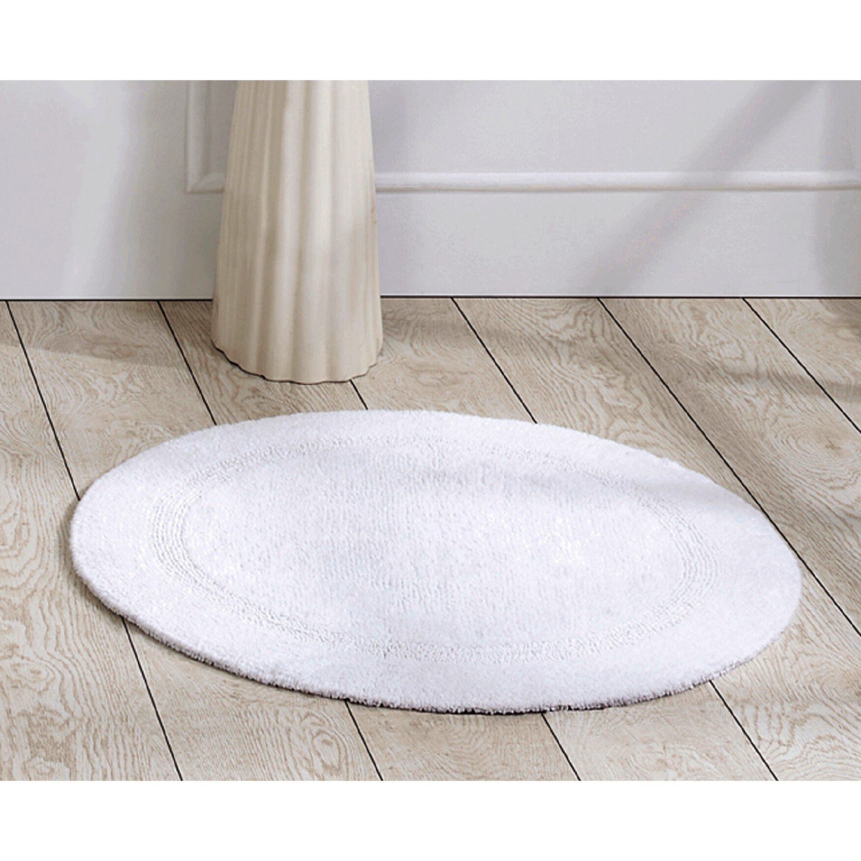 Lux Collections Bath Mat Rug 30 inches Round, WHITE, hi-res image number 0