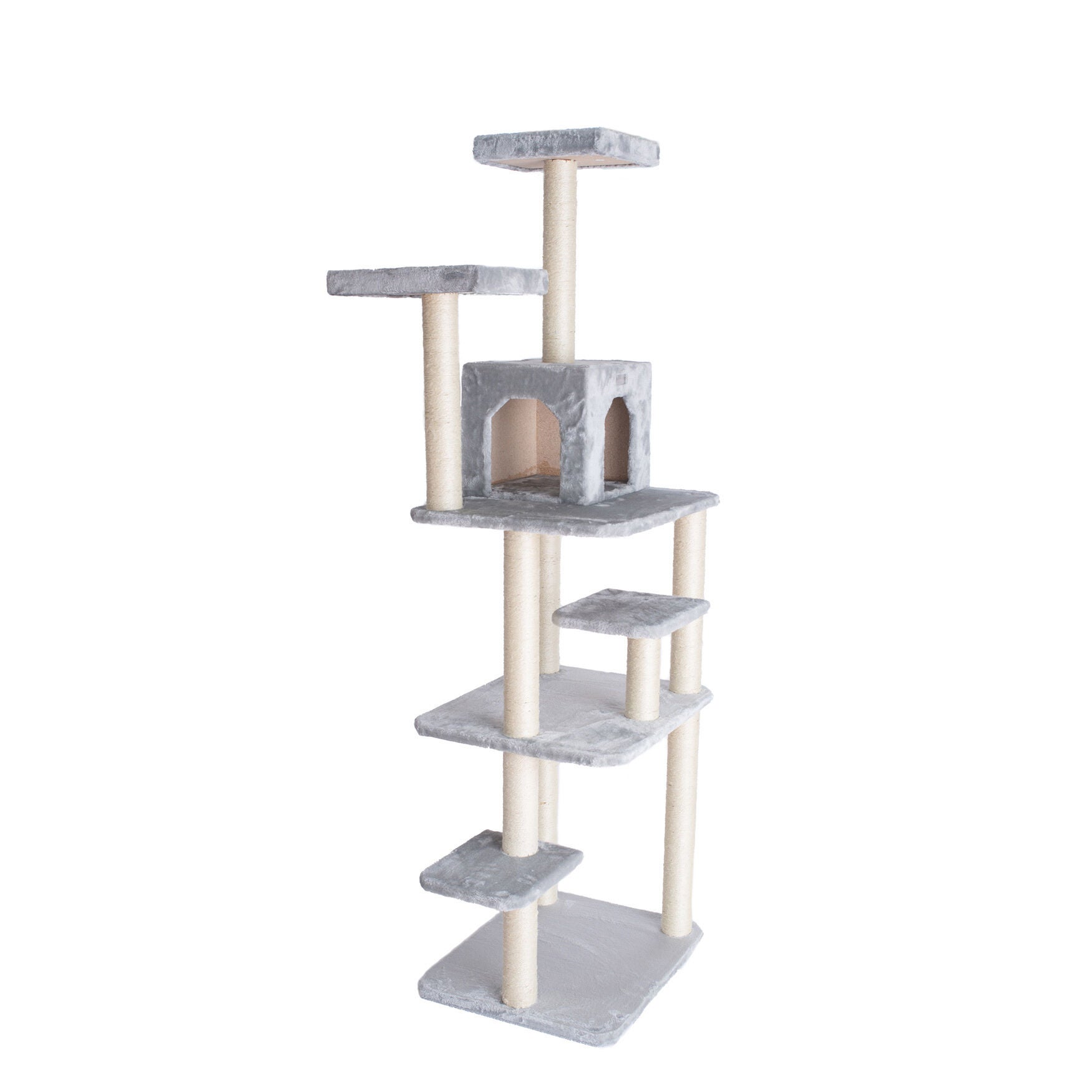 Gleepet 74 inches Real Wood Cat Tree With Seven Levels, Silver Gray, , alternate image number 6