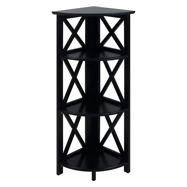 Montego 4-Shelf Corner Folding Bookcase-Black, BLACK, hi-res image number null
