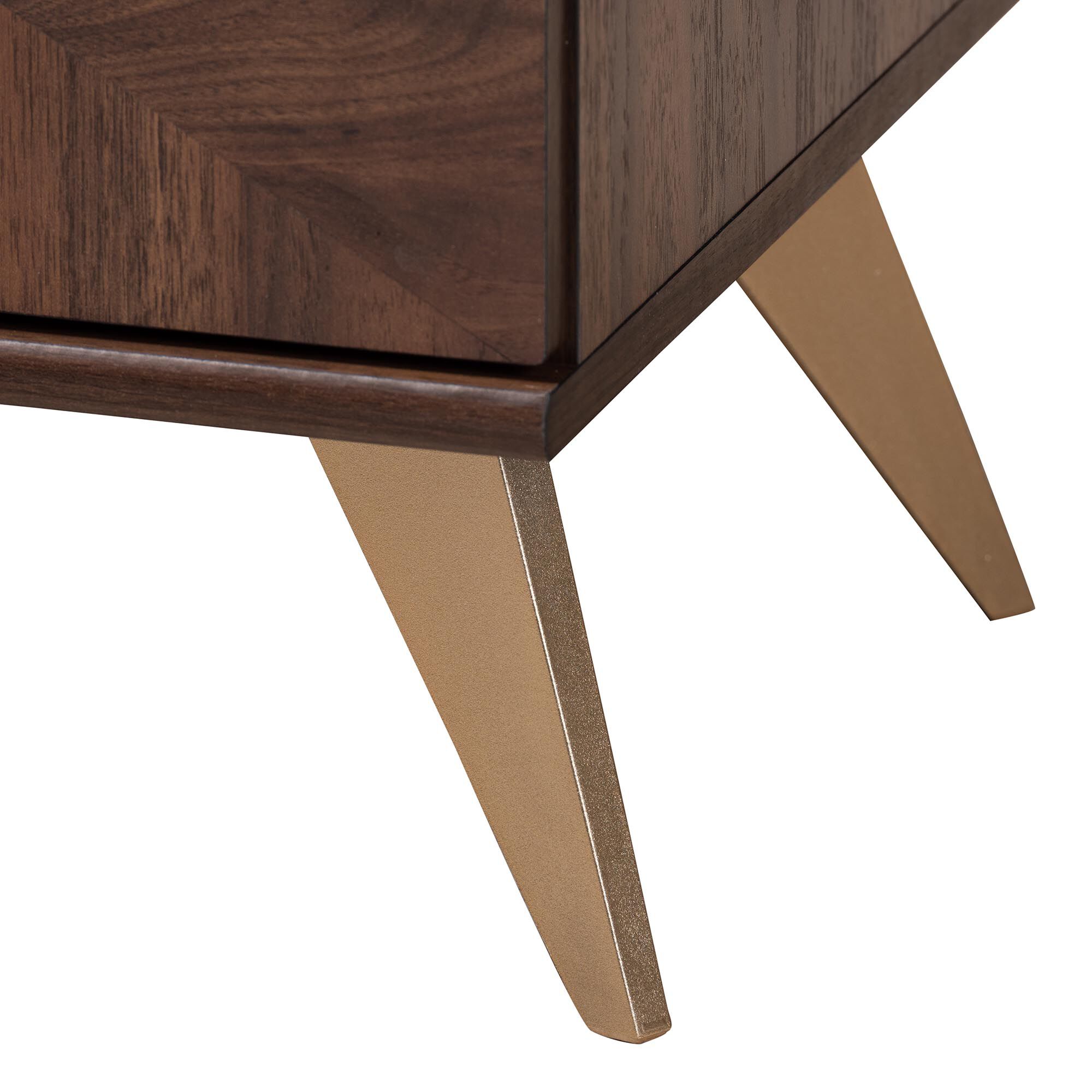 Graceland Mid-Century Modern Transitional Walnut Brown Finished Wood 2-Door TV Stand, GOLD, alternate image number 7