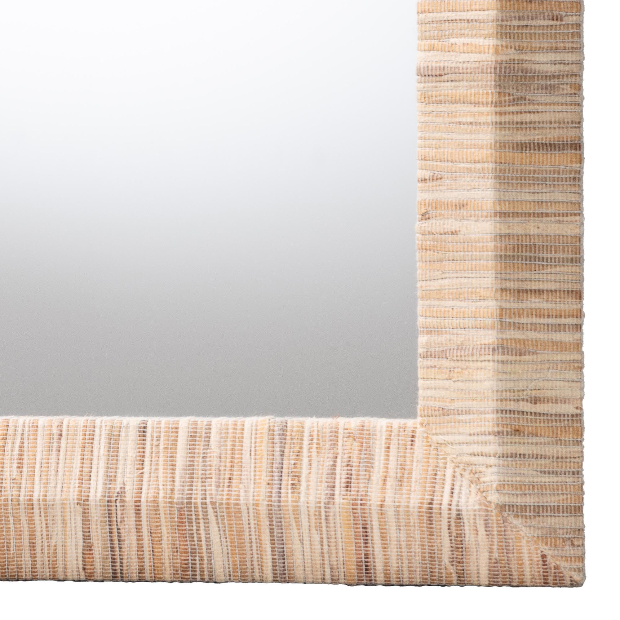 Adino Bohemian Woven Natural Grasscloth Rectangle Accent Mirror, NATURAL, alternate image number 3
