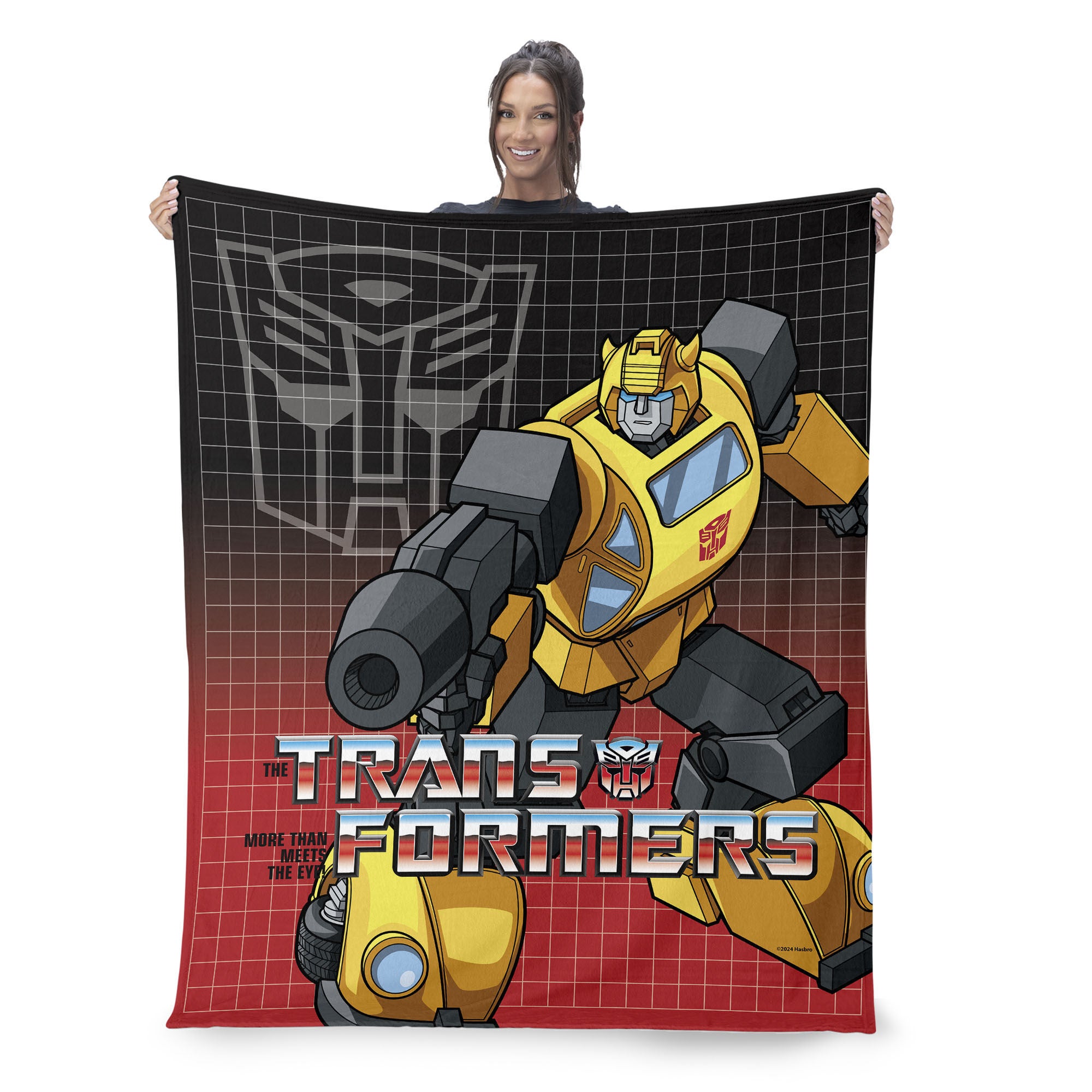 Hasbro Transformers G1 Grid Bumblebee Silk Touch Throw Blanket 40X50 Inches, RED, on-hover image number 1
