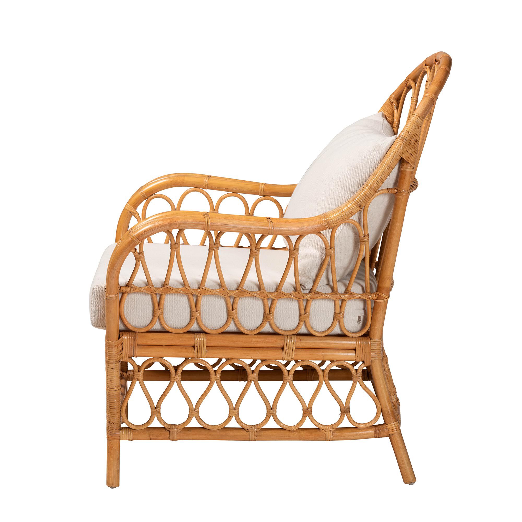 Reina Bohemian Light Honey Rattan Arm Chair, LIGHT, alternate image number 3