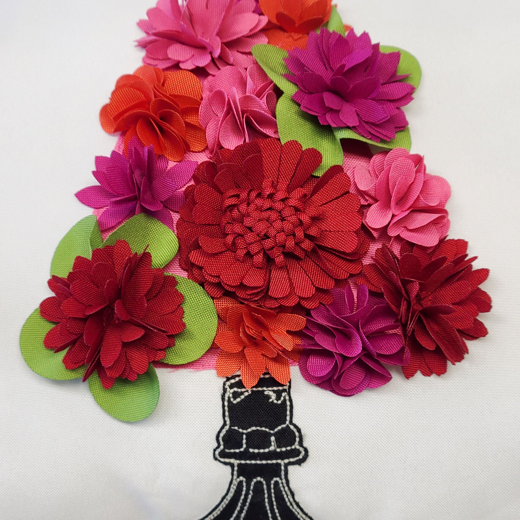 Indoor & Outdoor Dimensional Topiary With Embroidered Pots Pillow 13X25, Fuchsia Multi, , alternate image number 5