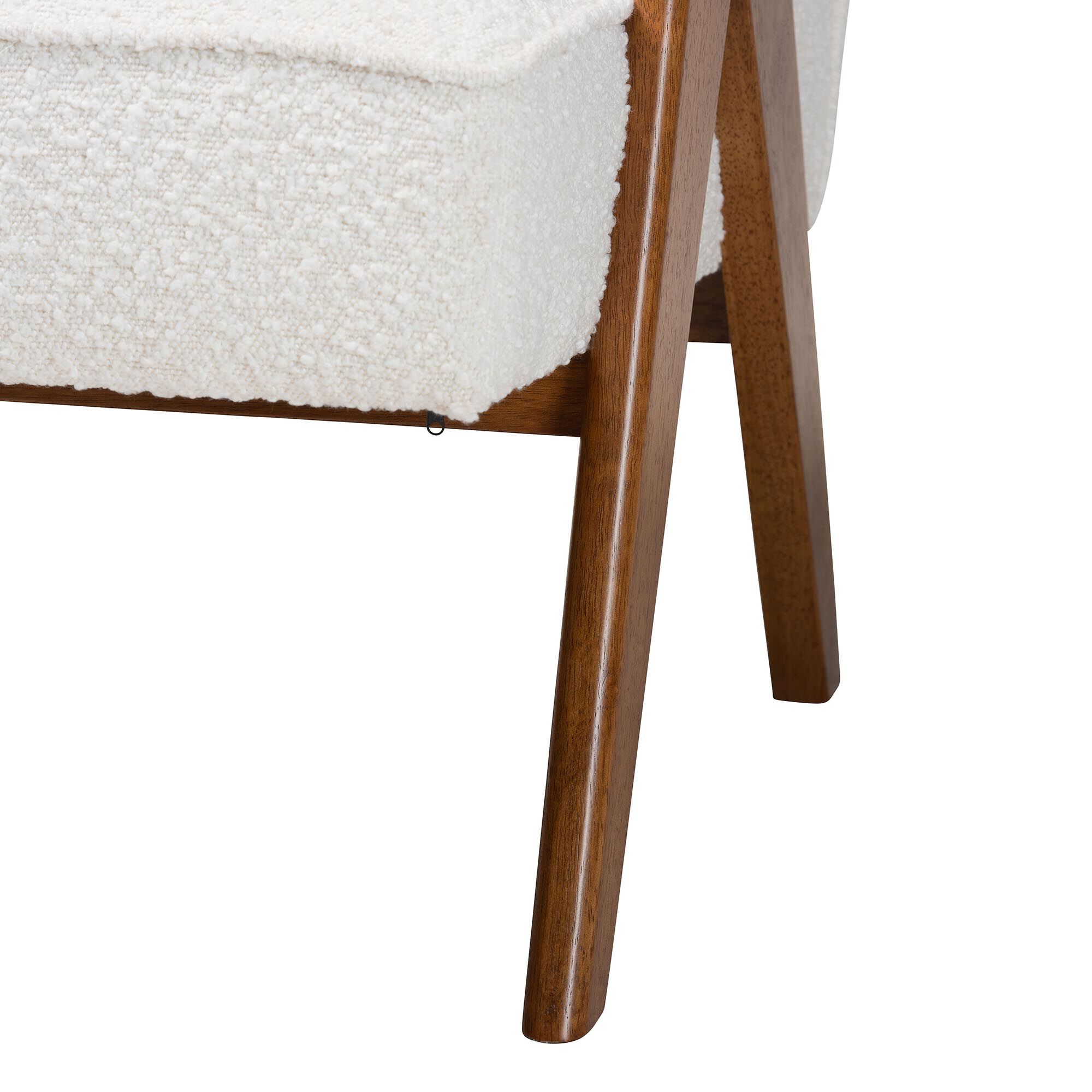 Georgina Japandi Cream Boucle and Walnut Brown Wood Accent Chair, CREAM, alternate image number 6