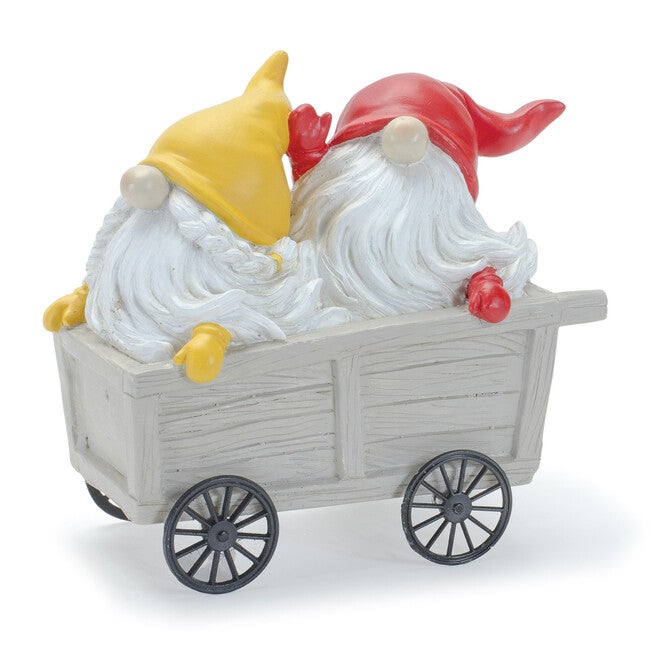 Whimsical Garden Gnome Figurine Riding A Scooter And Wheelbarrow (Set Of 2), , alternate image number null