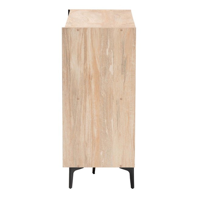 Malcolm Mid-Century Modern Oak Brown Wood Shoe Cabinet with Flipper Doors, OAK, alternate image number null