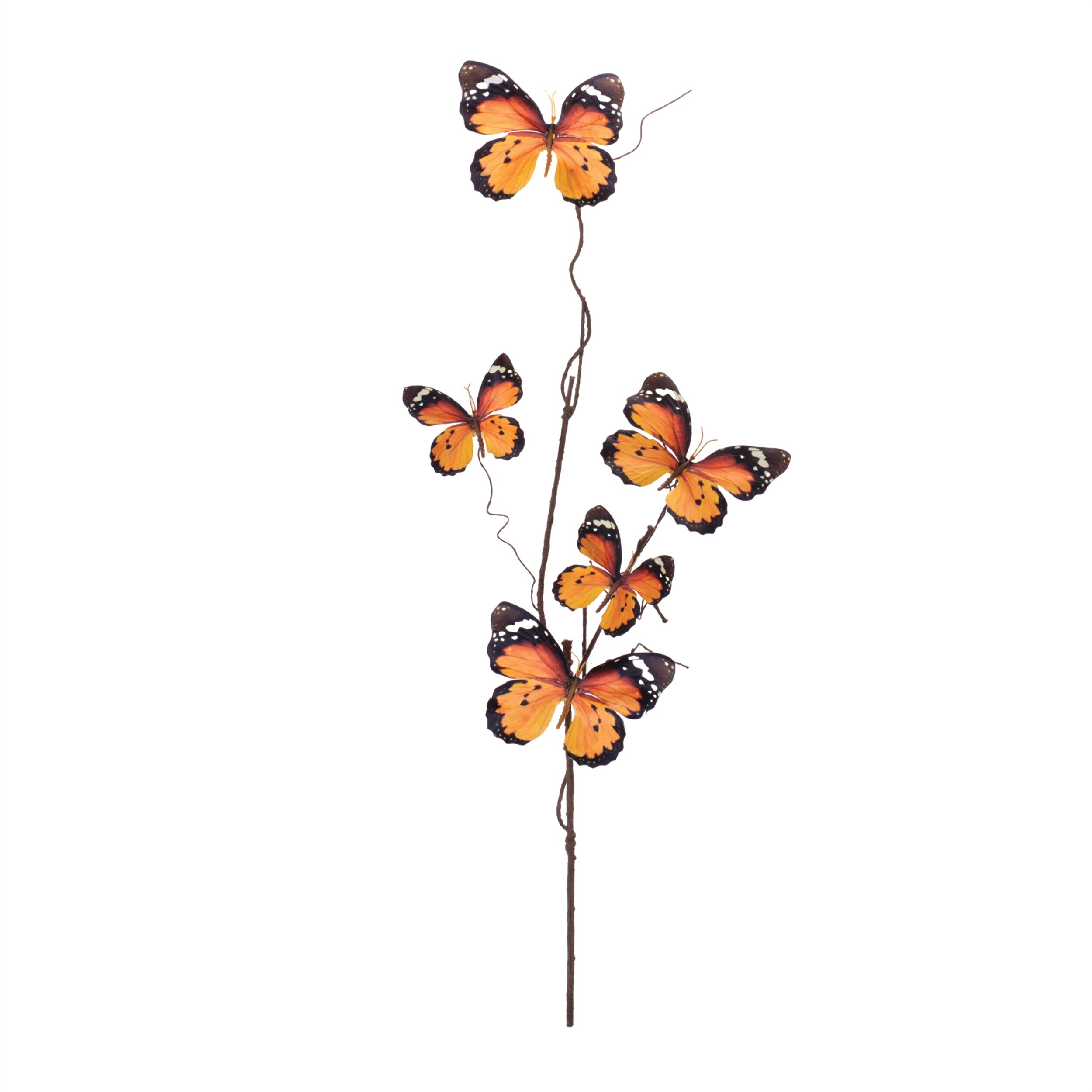 Butterfly Twig Spray Set of 6, ORANGE BLACK, alternate image number 2