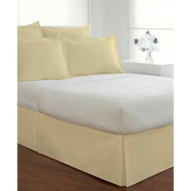 Fresh Ideas Poplin Tailored Bed Skirt, LIGHT BEIGE, hi-res image number 0