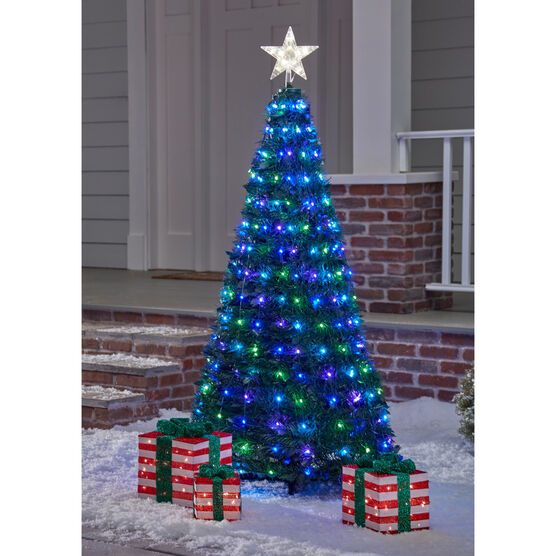 6ft. Outdoor Pre-lit Pop-Up Christmas Tree, MULTI