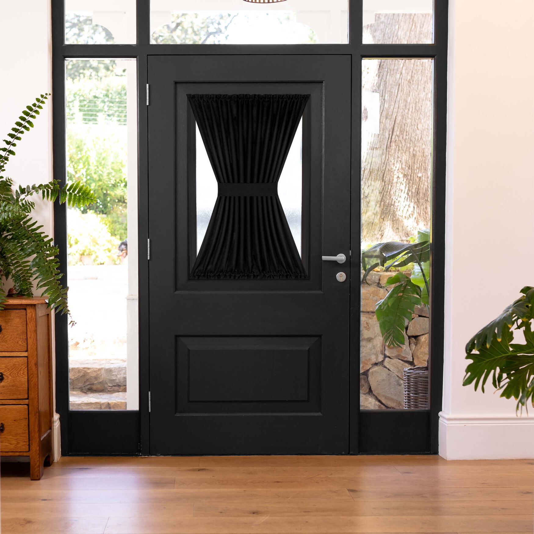 Darcy Rod Pocket Door Panel With Tieback, BLACK, hi-res image number 0
