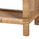 Natural rattan 4-tier display shelf leg and shelf edge detail