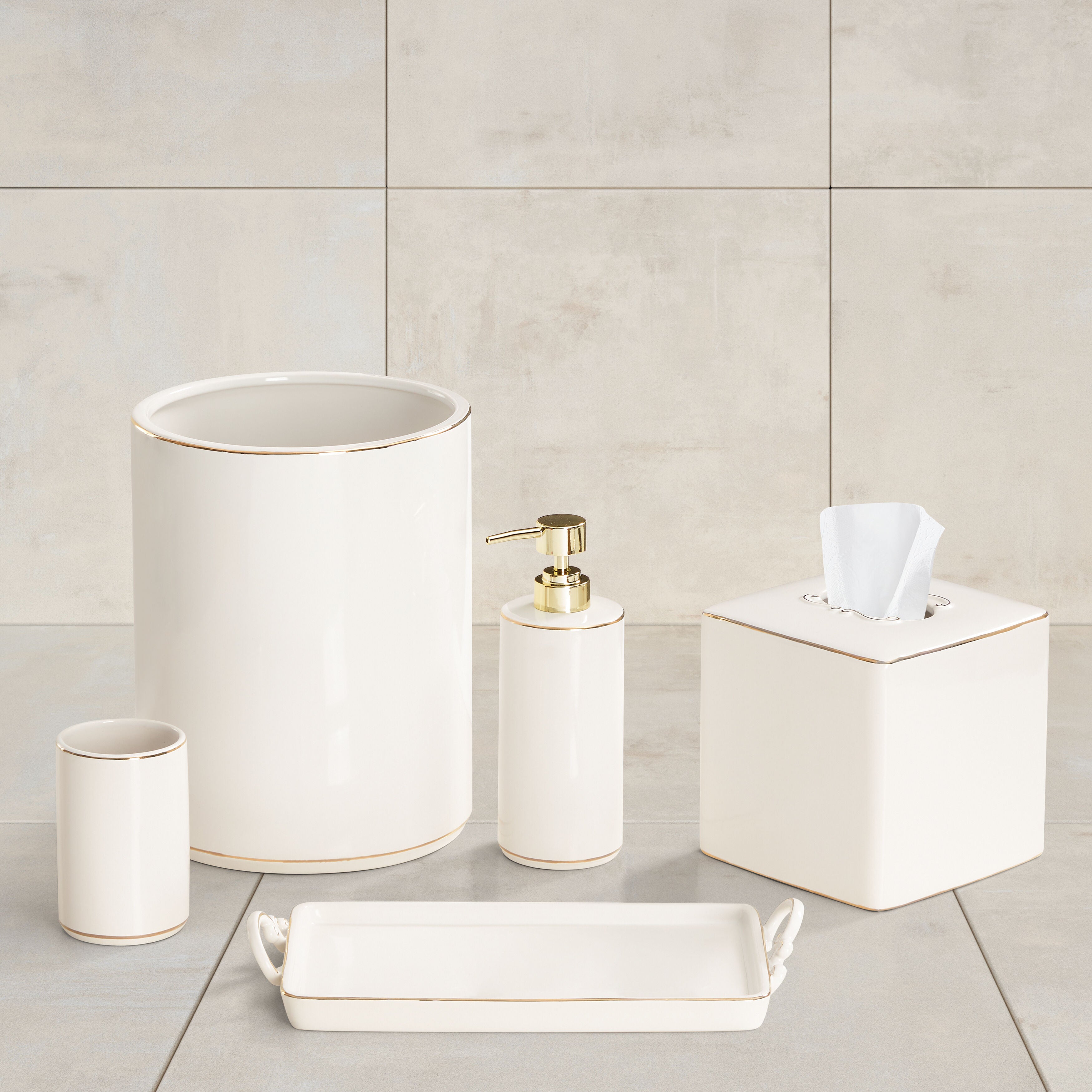 DELPHINE BATH ACCESSORIES TRAY, WHITE, alternate image number 1