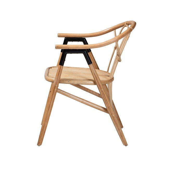 Cyntia Modern Bohemian Natural Brown Rattan Dining Chair, , alternate image number null