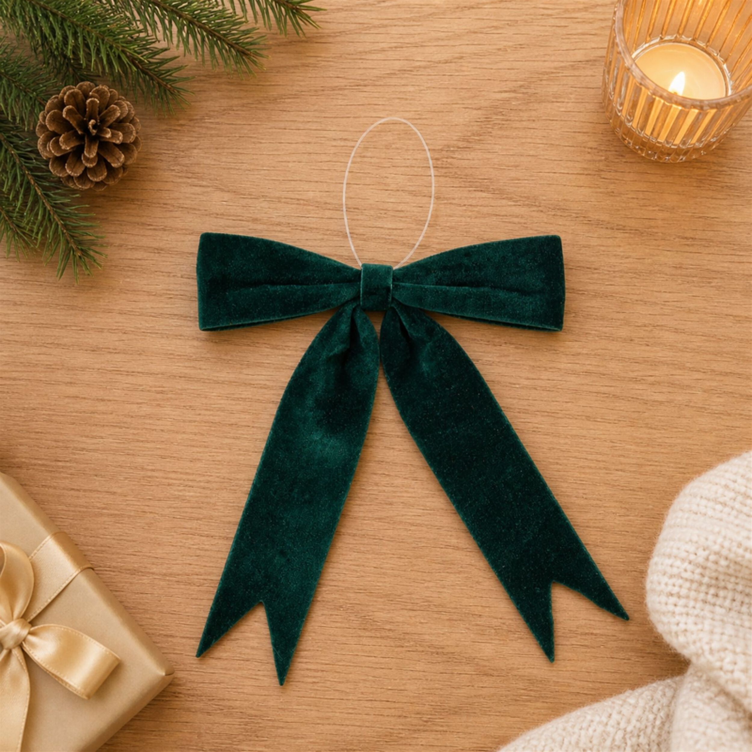 Emerald Green Holiday Bow (Set of 2), GREEN, alternate image number 2