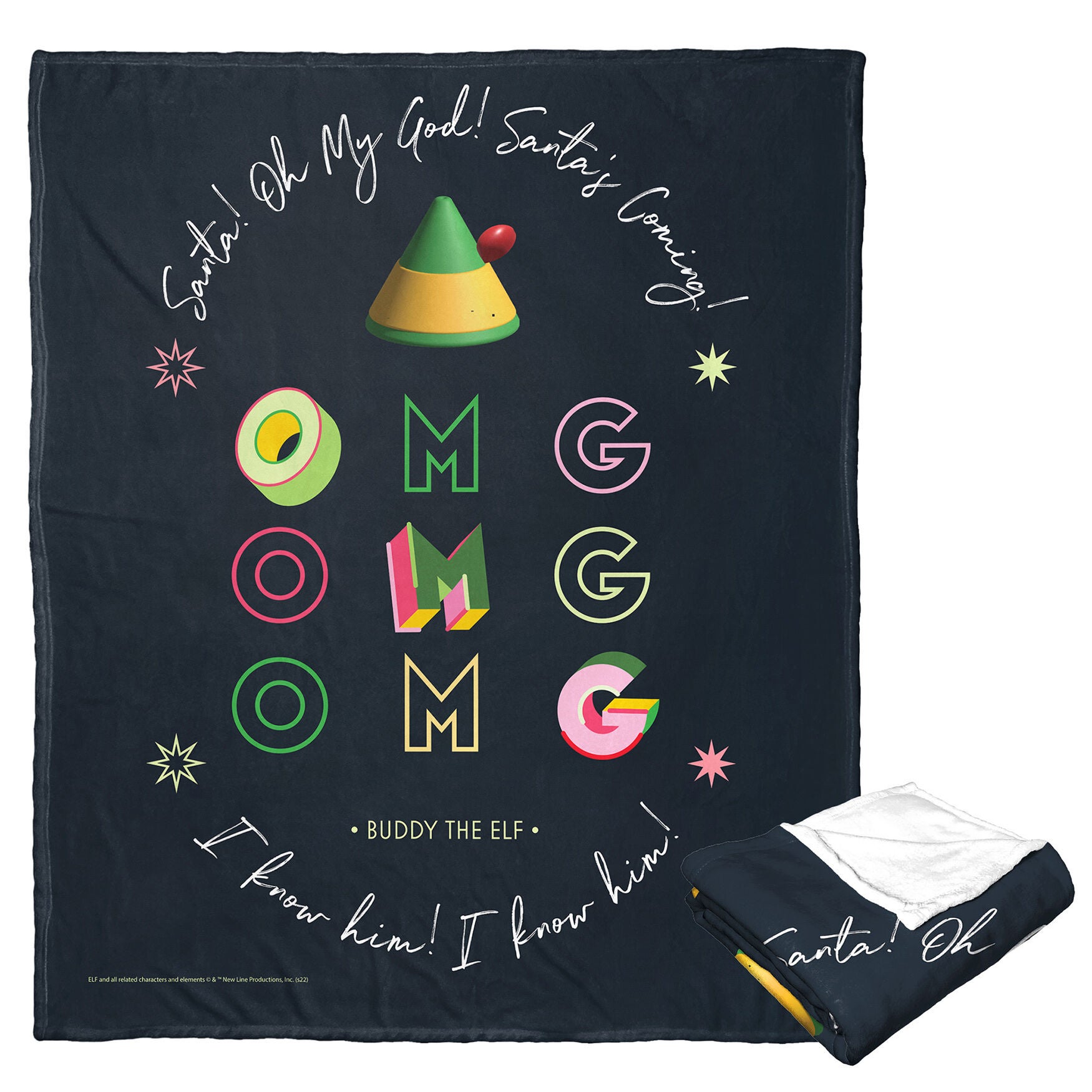 Wb Elf Omg Santa Silk Touch Throw Blanket, O, hi-res image number 0