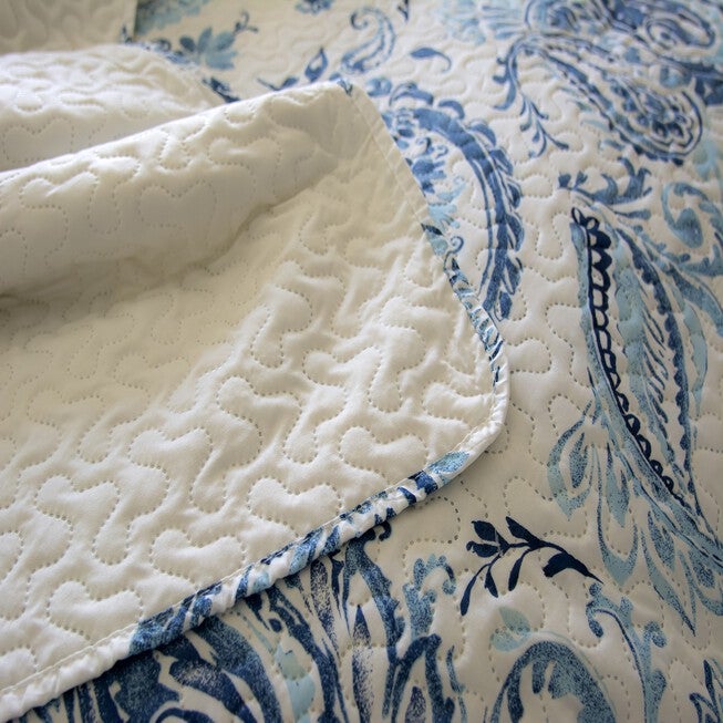 Kelly Classic Blue Paisley Printed Quilt Set, , alternate image number 3