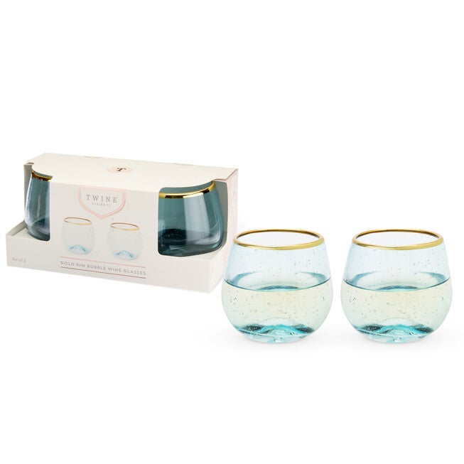 Aqua Bubble Stemless Wine Glass Set, , alternate image number 4