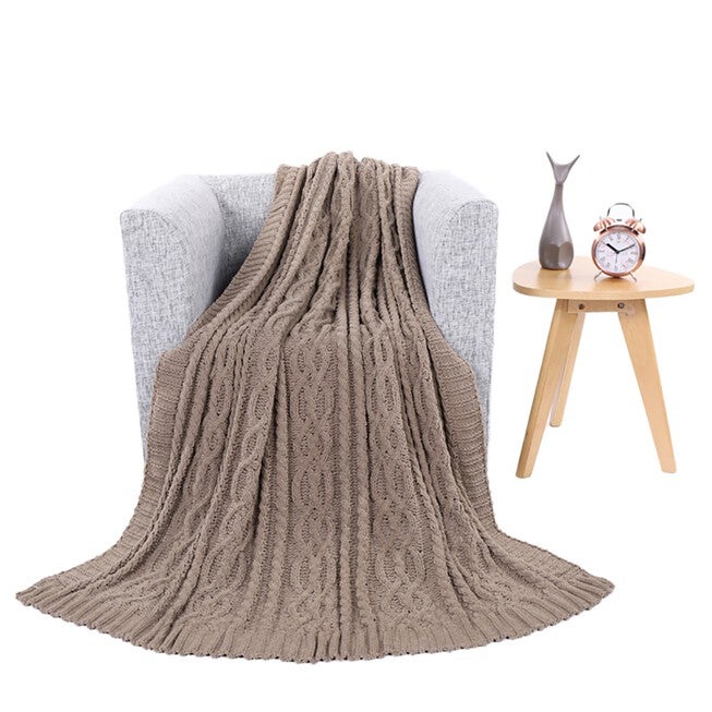 Battilo Home Knitted Chenille Throw Blanket for Sofa and Couch, Lightweight, Soft & Cozy Knit Throws, 51 inches x 67 inches, CAMEL, hi-res image number null