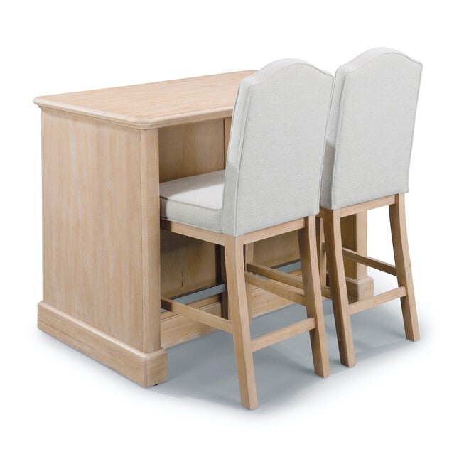Cambridge White Kithcen Island And 2 Stools, WHITE, hi-res image number 0