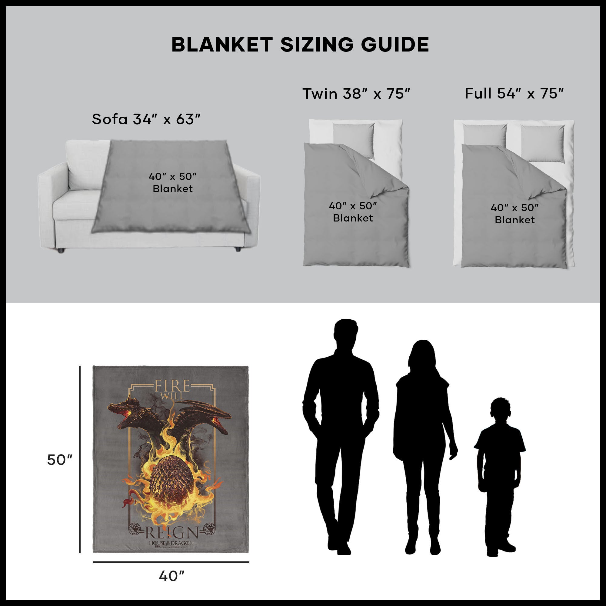 Warner Bros. House of the Dragon Let it Reign Silk Touch Throw Blanket 40x50 Inches, HOUSE DRAGON, alternate image number 5