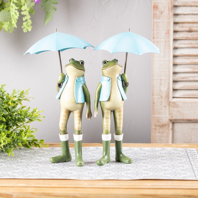 Garden Frog With Umbrella And Rainboot Accent (Set Of 2), , alternate image number null