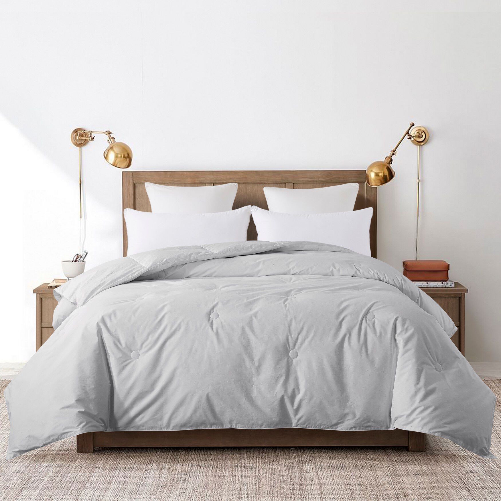 Button Stitch Down Comforter , GREY, hi-res image number 0