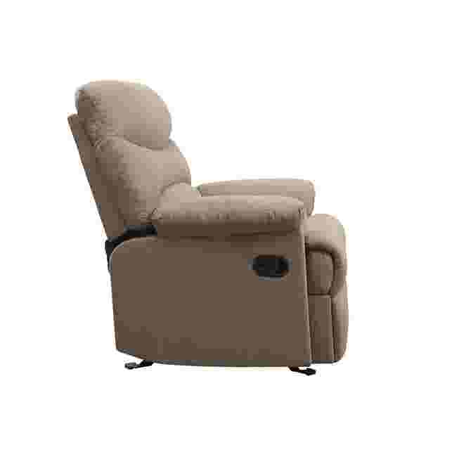 Side view of beige recliner