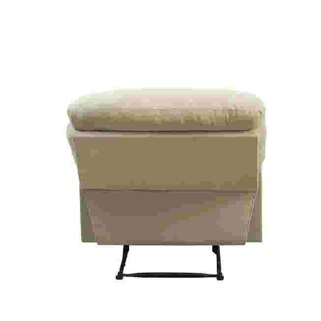 Front view of beige recliner footrest closed