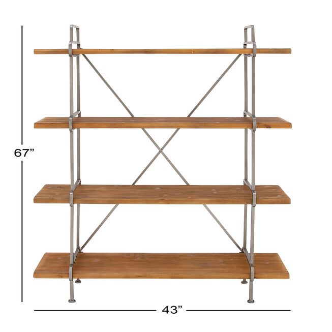 Dark Brown Wood Industrial Shelving Unit, 67 inches x 43 inches x 16 inches, , alternate image number null