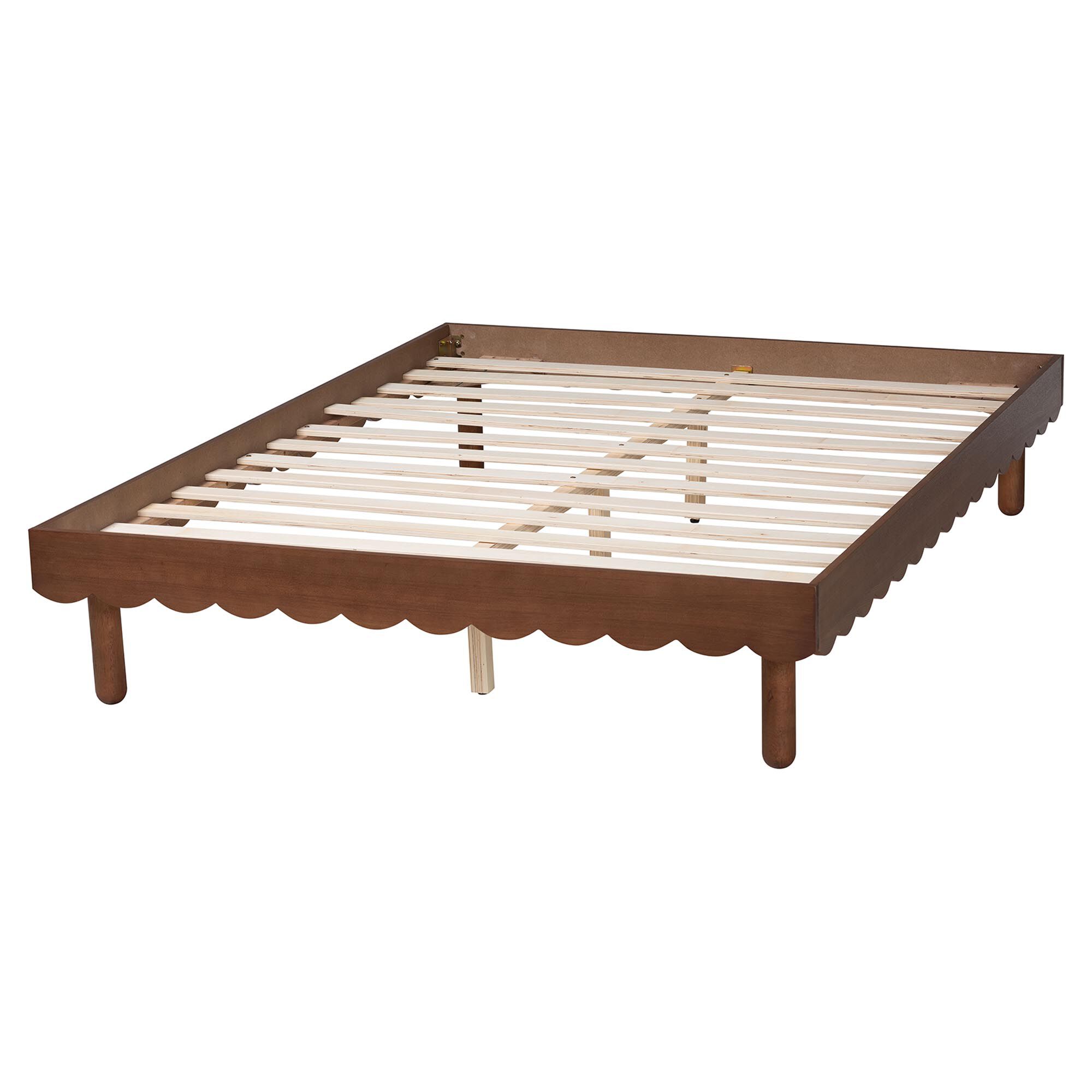 Orianthe Scalloped Bed Frame, WALNUT BROWN, alternate image number 3