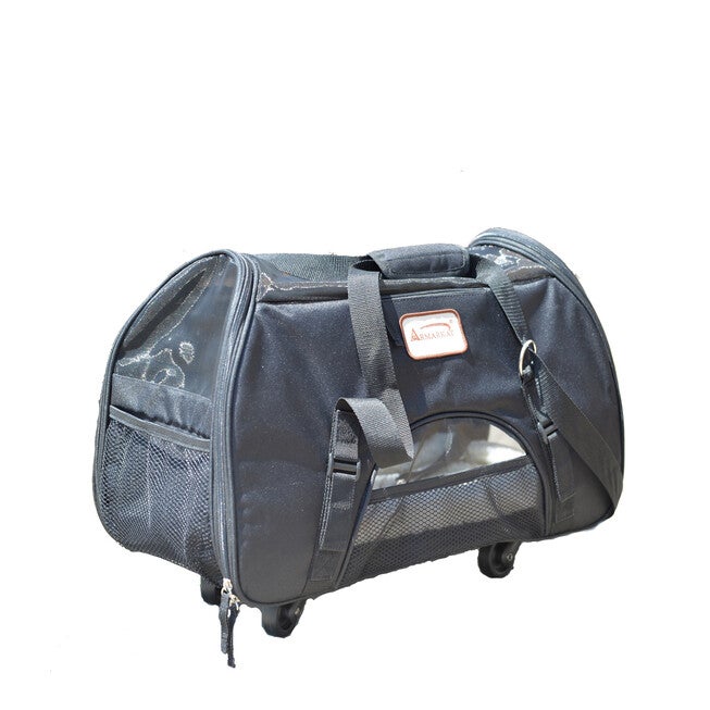 Pet Travel Carrier, Roll-Away Pet Dog Cat Carrier, BLACK, hi-res image number null