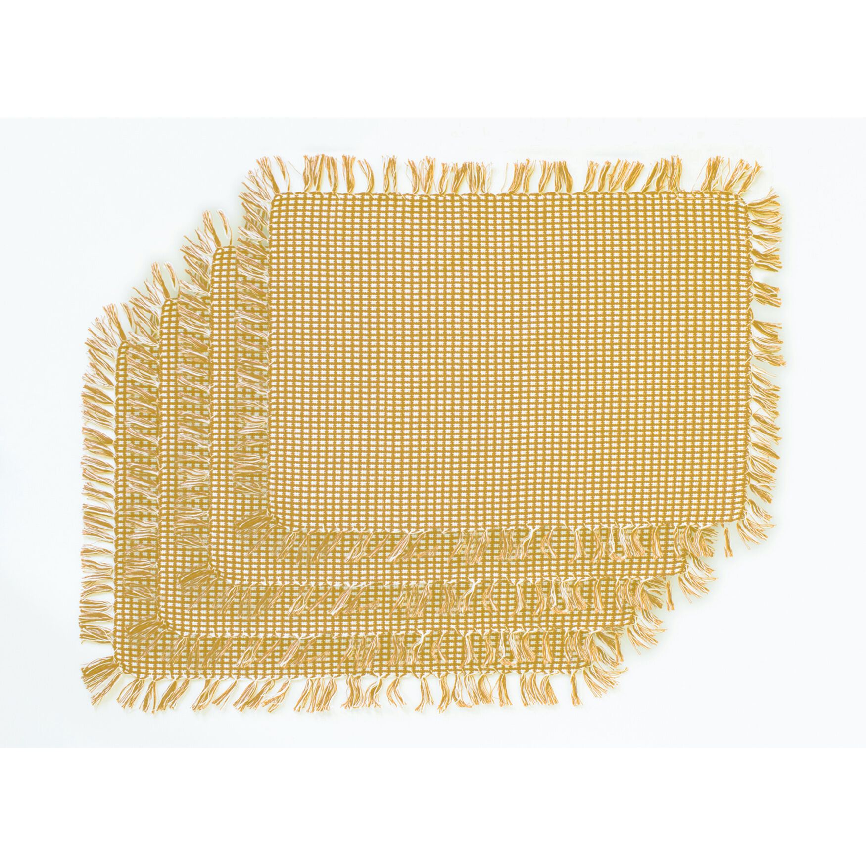 HOMESPUN FRINGED Placemats 4 PK13X19, GOLD, hi-res image number 0