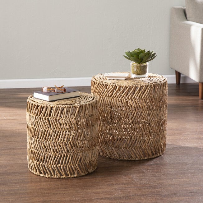 Davari Water Hyacinth Nesting Tables 2Pc Set, NATURAL, hi-res image number null