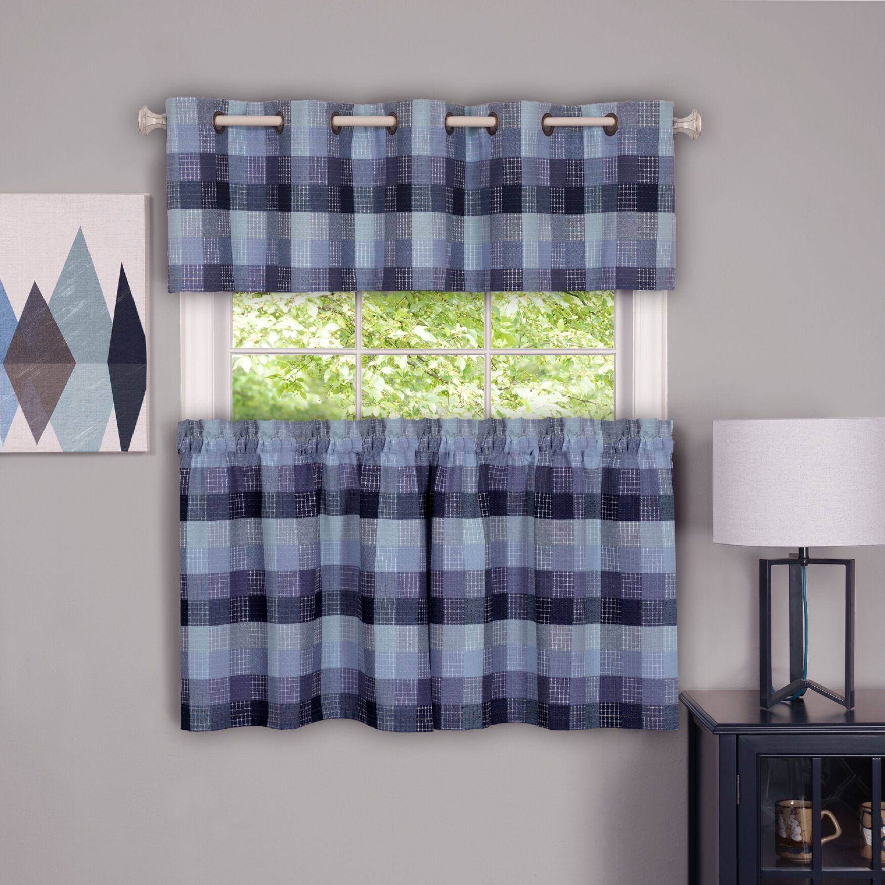 Harvard Valance w/10 Sm Grommets, BLUE, hi-res image number 0