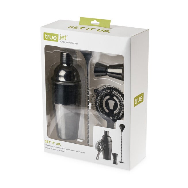 Gunmetal Black Barware Set By True, , alternate image number null